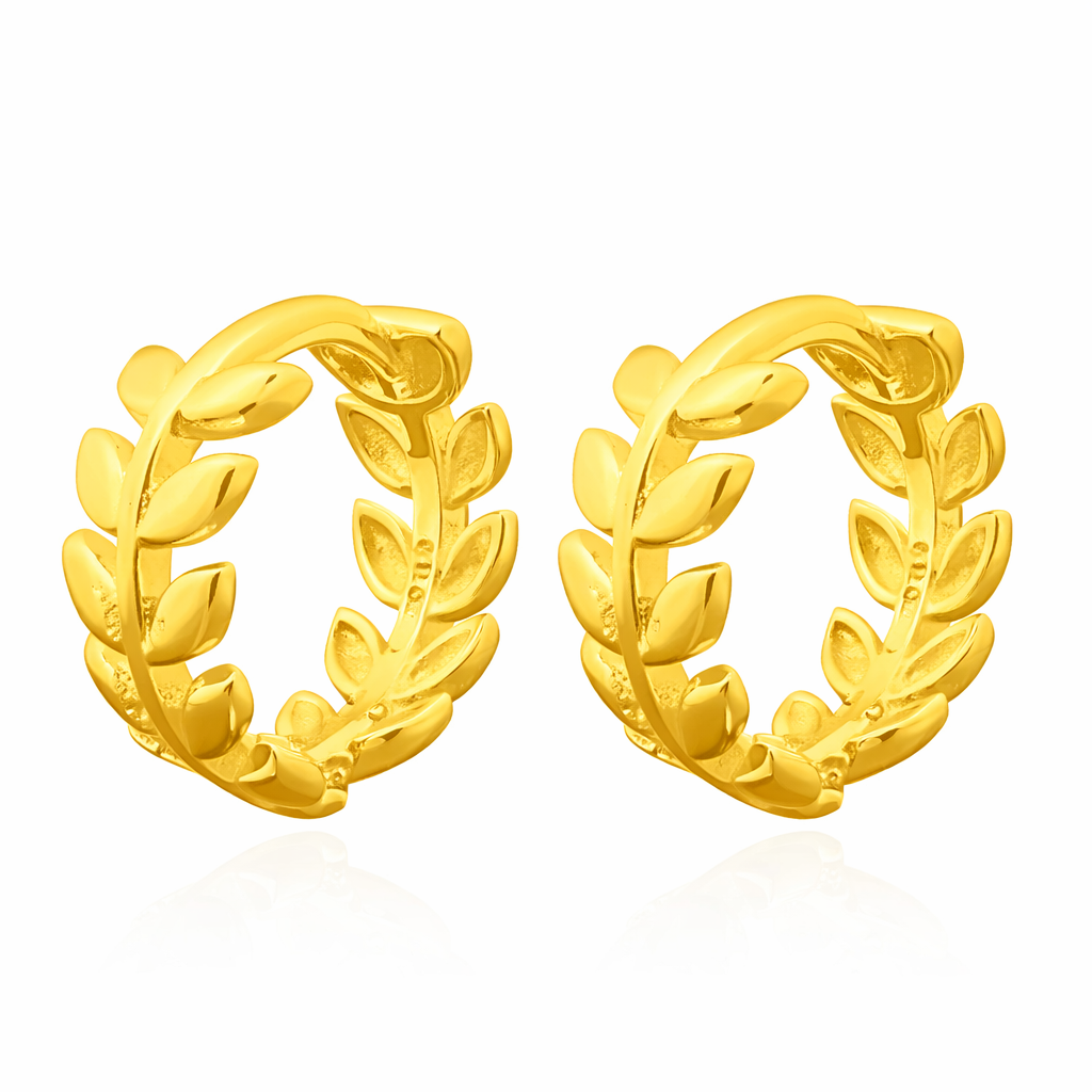 zilver vergulde klapoorringen: blaadjes
