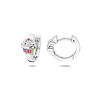 Klappcreolen Cupcake Emaille rhodiniertes Silber