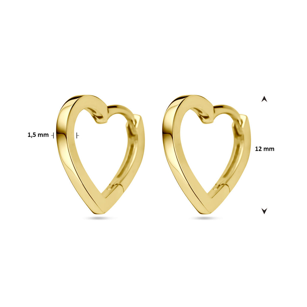 Klapoorringen hartjes 14k geelgoud