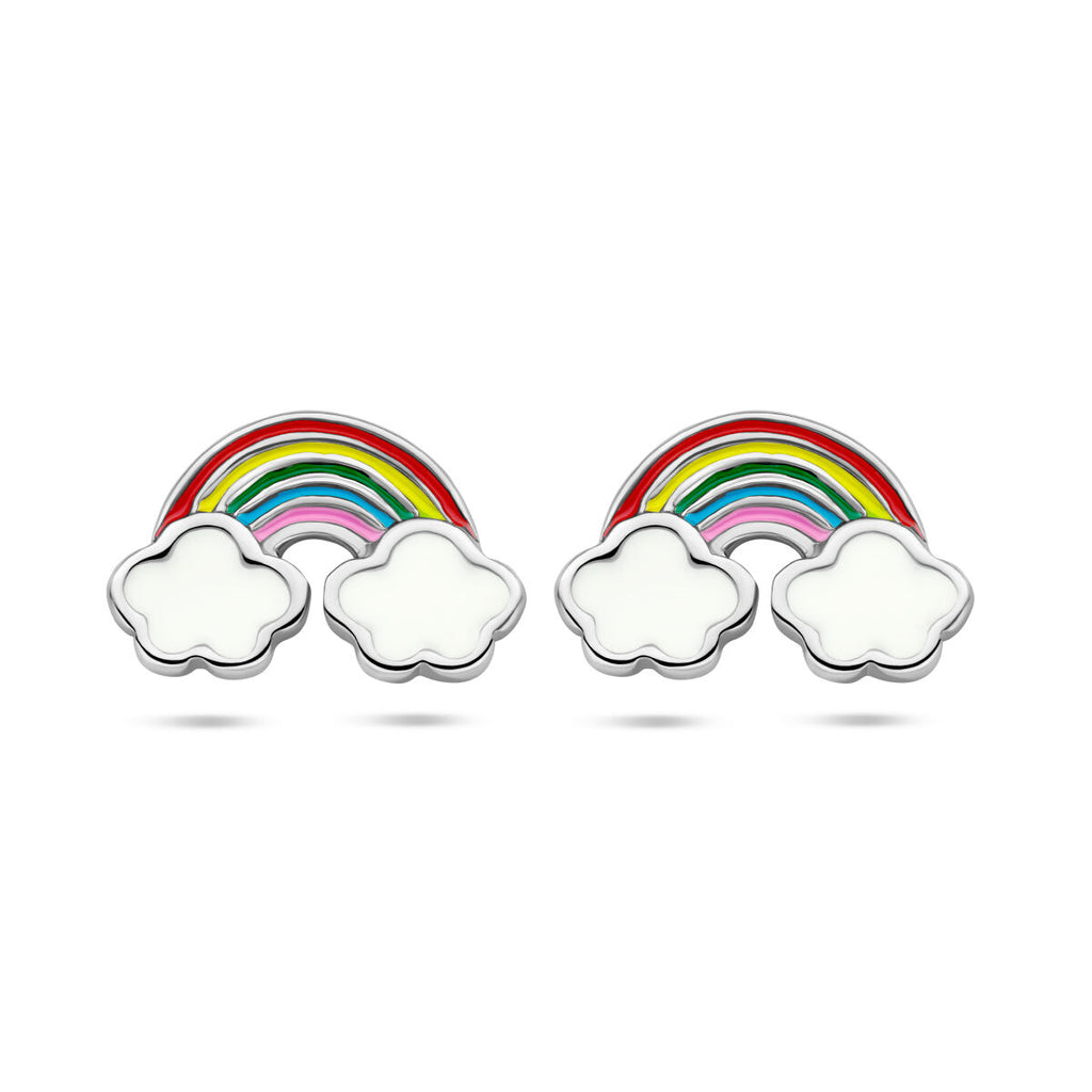 Ohrstecker Emaille Regenbogen rhodiniert