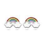 Ohrstecker Emaille Regenbogen rhodiniert