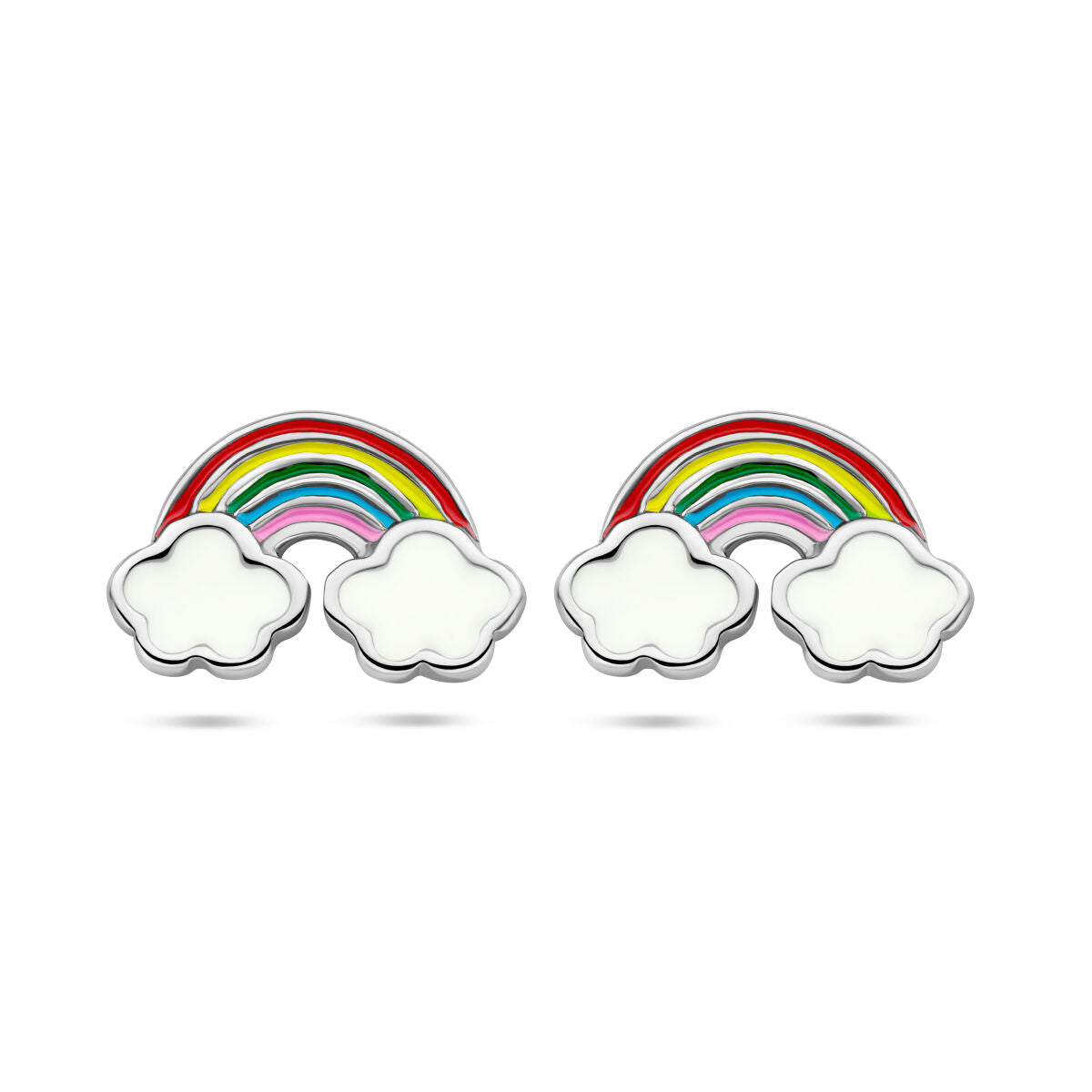 Ohrstecker Emaille Regenbogen rhodiniert