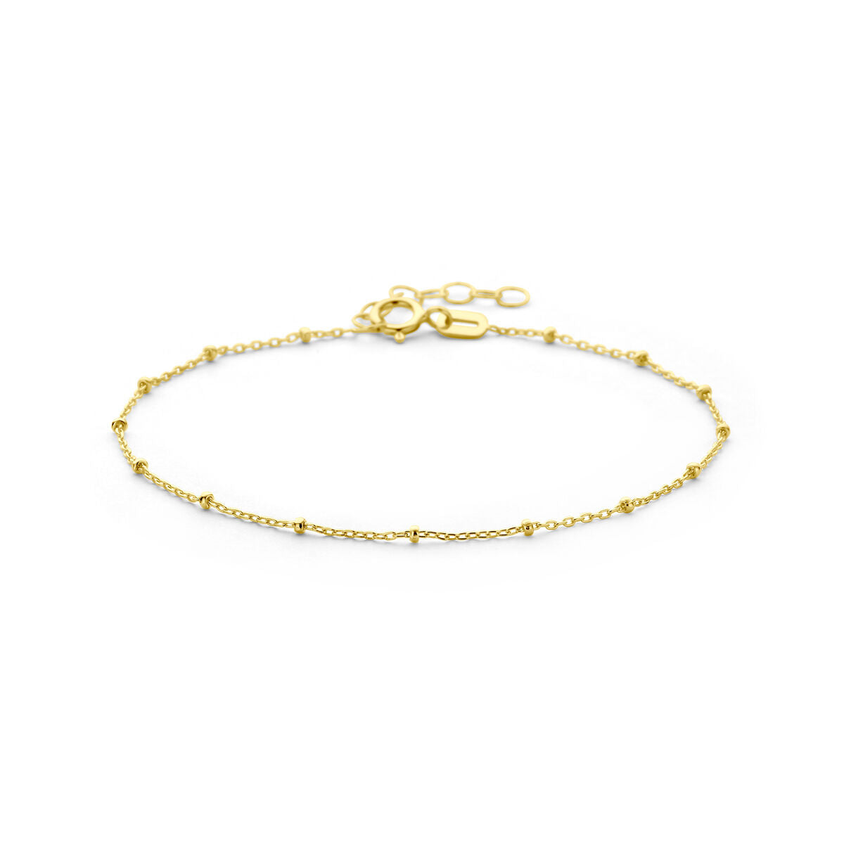 Armband Kugeln 1,3 mm 16 + 2 cm 14K Gelbgold