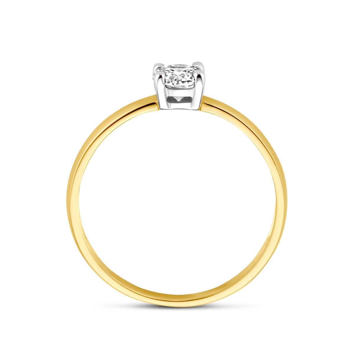 ring zirkonia 14K bicolor goud geel/wit