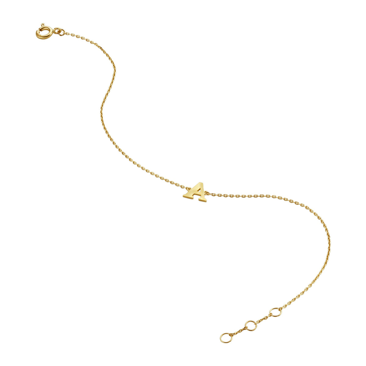 Armband Buchstabe 16,5 - 17,5 - 18,5 cm 14K Gelbgold