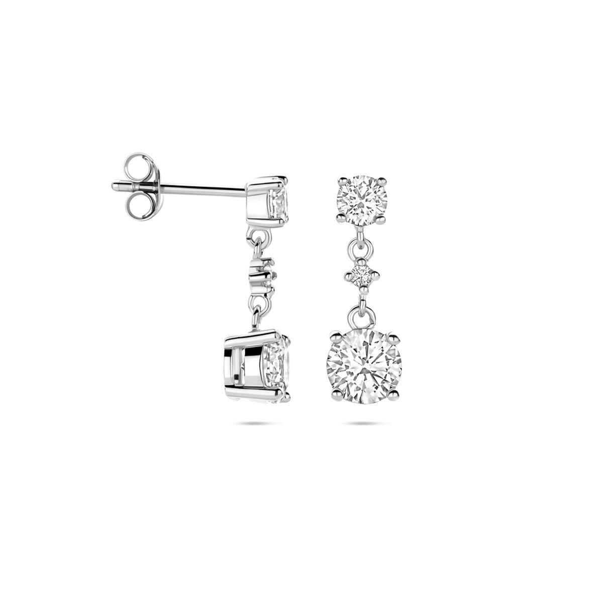 Ohrhänger Zirkonia 18 mm silber rhodiniert