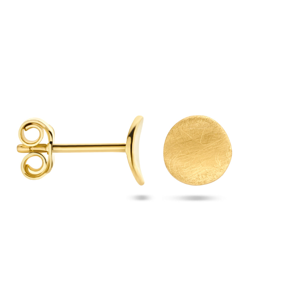 oorknoppen scratch 14K geelgoud - rond
