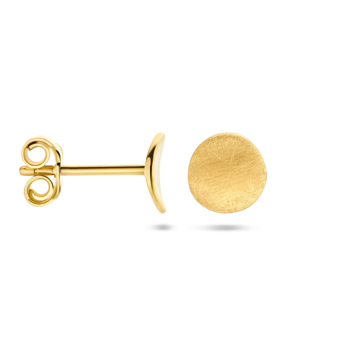 oorknoppen scratch 14K geelgoud - rond
