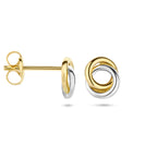 oorknoppen rondjes bicolor gestift 14K geelgoud