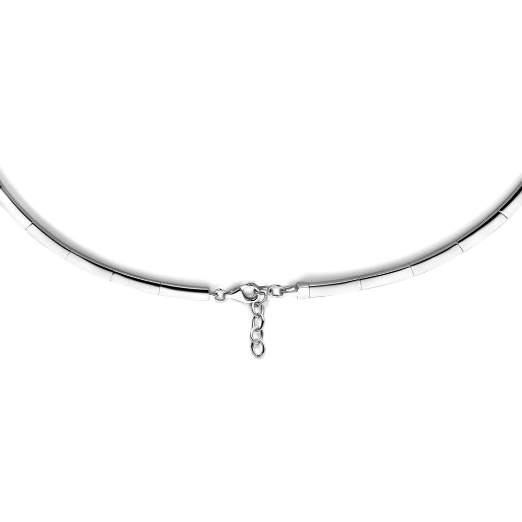 collier zirkonia 42 + 3 cm zilver gerhodineerd