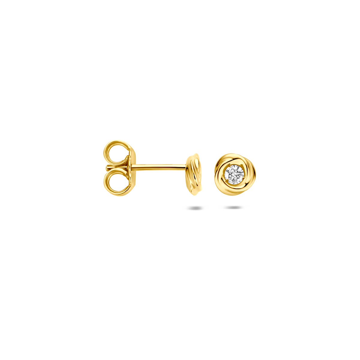 oorknoppen lab grown diamant 0.10ct (2x 0.05ct) f vs 5 mm 14K geelgoud - rond