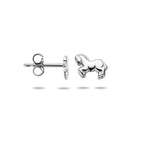 oorknoppen paard 8,5 mm zilver wit