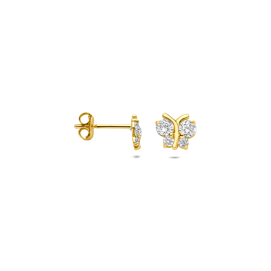 Ohrstecker Schmetterling Zirkonia 14K Gelbgold