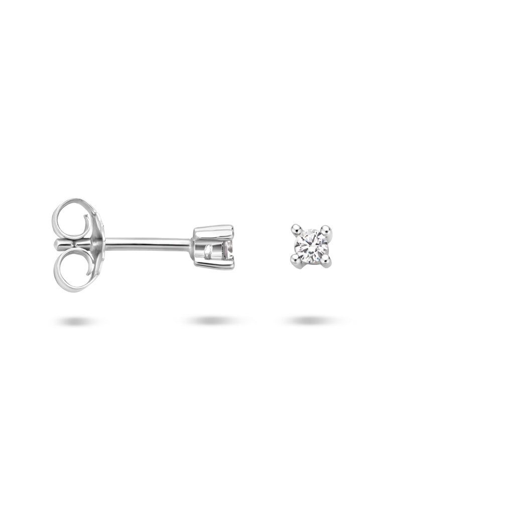 oorknoppen zirkonia zilver gerhodineerd