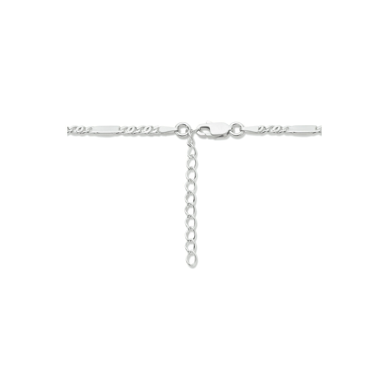 collier valkenoog met tussenstuk 2,4 mm 40 + 4 cm zilver gerhodineerd