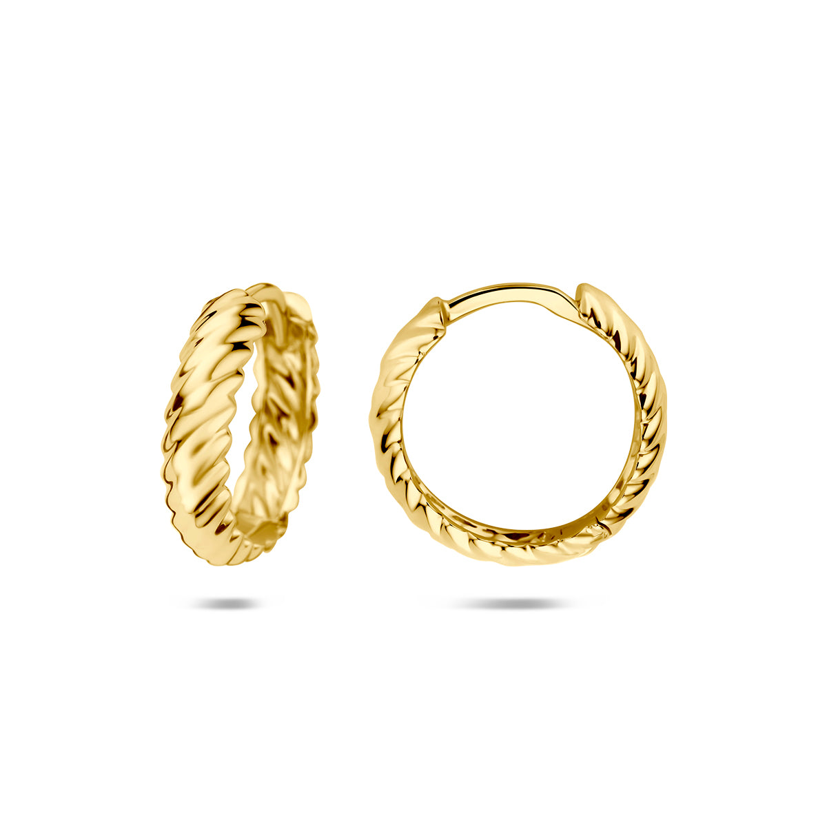 klapoorringen gedraaid buis 3,5 mm 14K geelgoud - gedraaid
