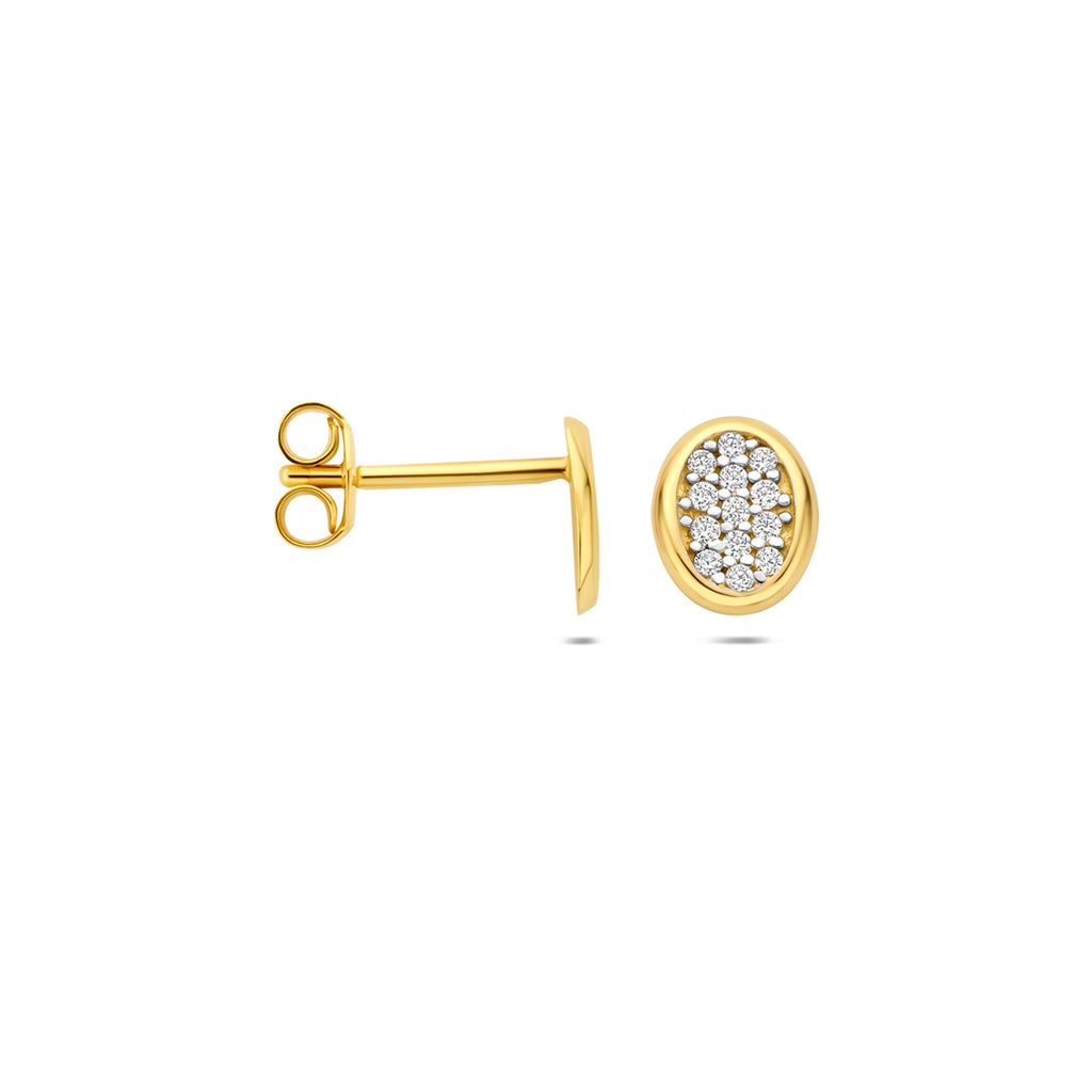 oorknoppen zirkonia 8 mm 14K geelgoud