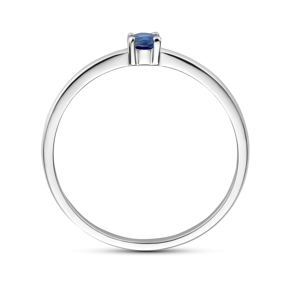 Ring mit Geburtsstein Saphir September Silber rhodiniert