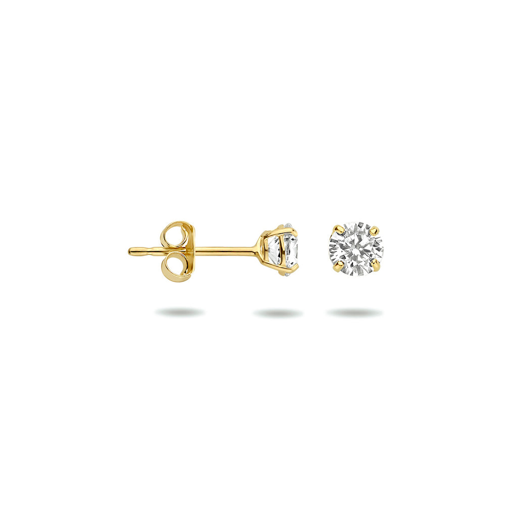 9k oorknoppen zirkonia 9K geel