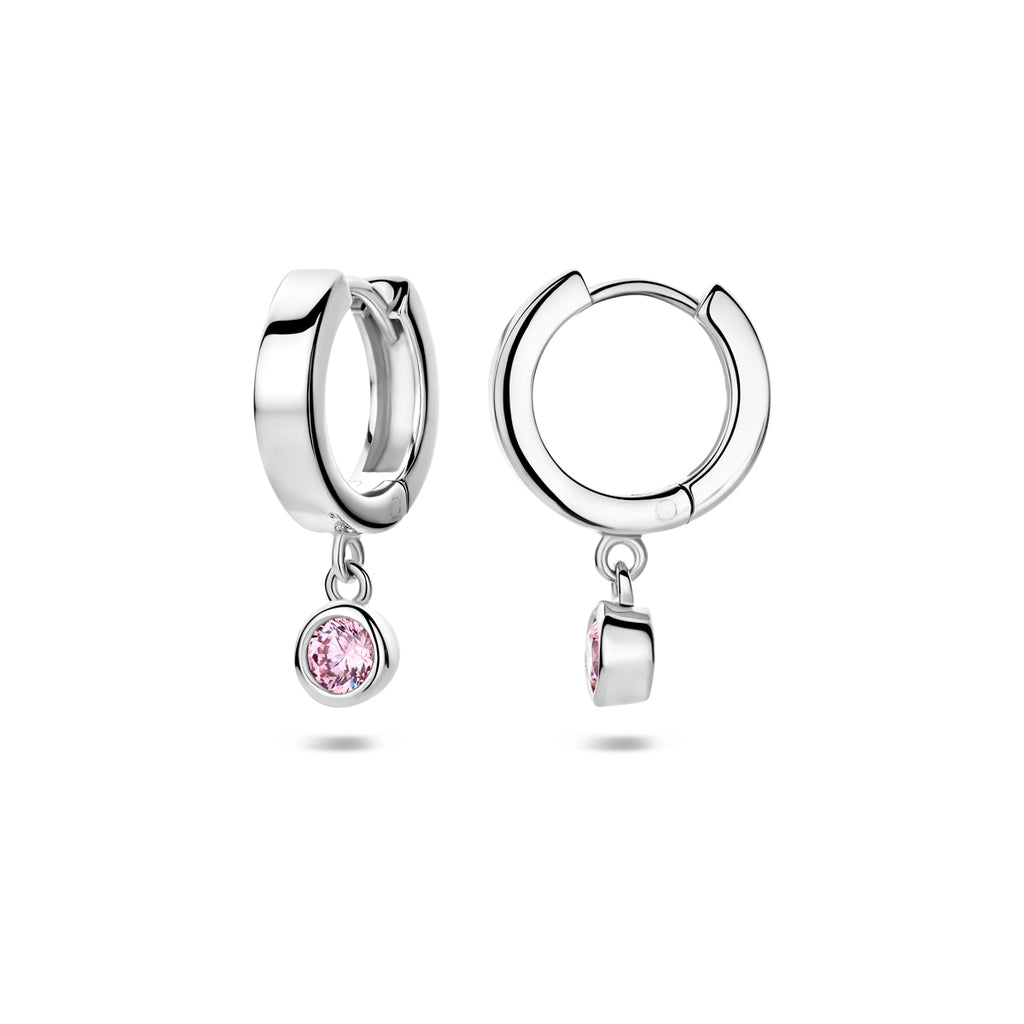 Klappohrringe Zirkonia 13 mm rhodiniertes Silber