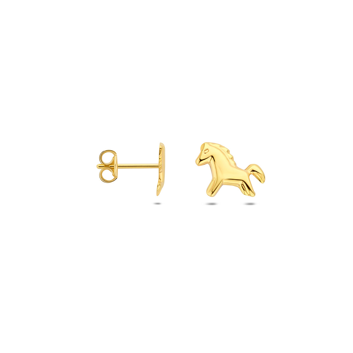 9k oorknoppen paard 6,5 mm 9K geel