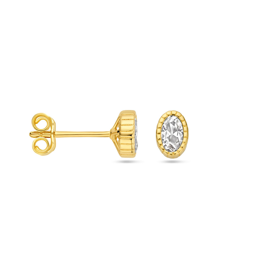 Ohrstecker Zirkonia 6 mm 14K Gelbgold
