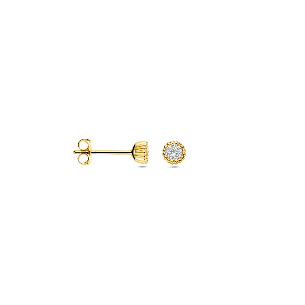 Ohrstecker Zirkonia 4 mm 14K Gelbgold