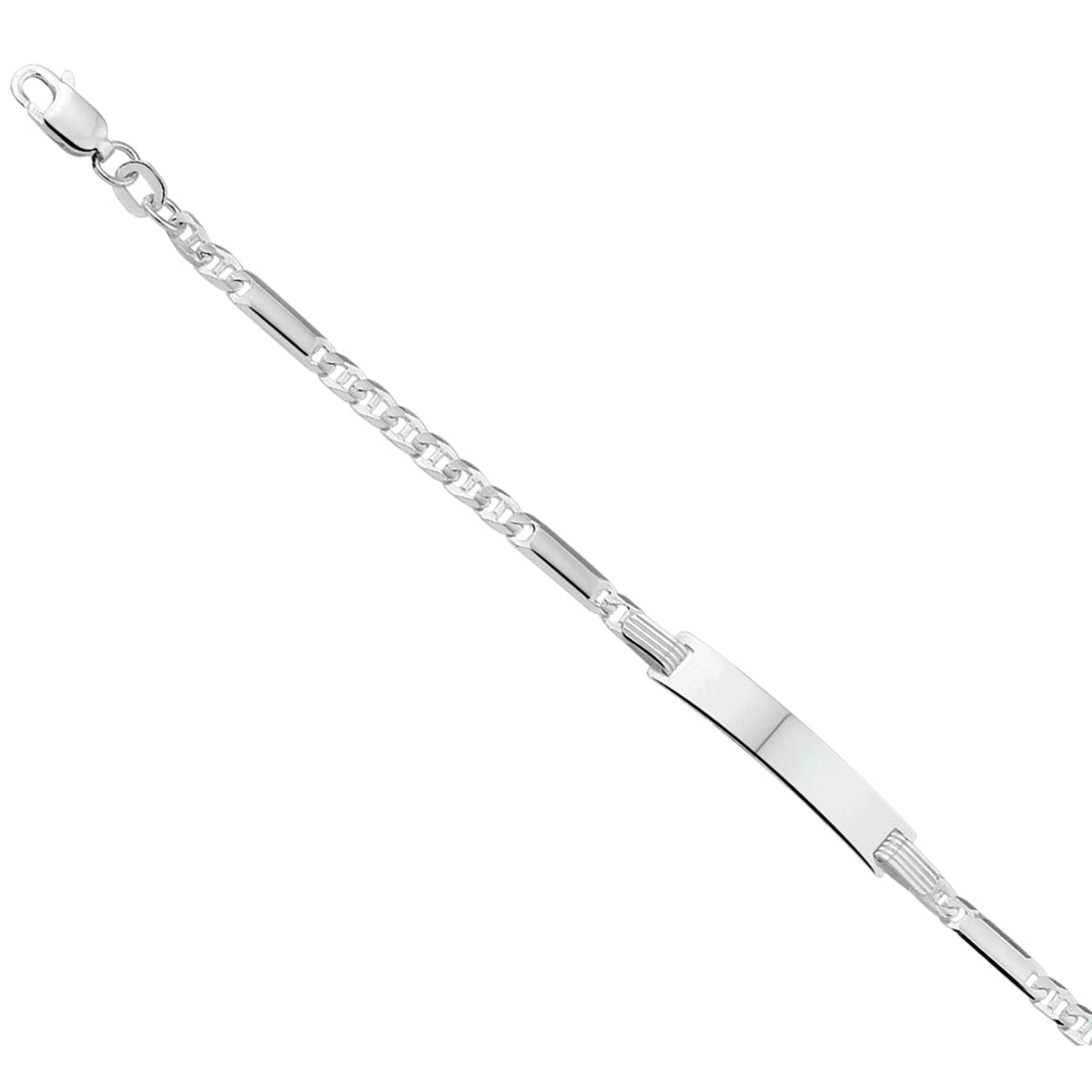 Gravurarmband Ankerplatte 5,0 mm 16 - 18 cm Silber weiß