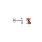Ohrstecker Emaille Fuchs Zirkonia 7,5 mm Silber rhodiniert