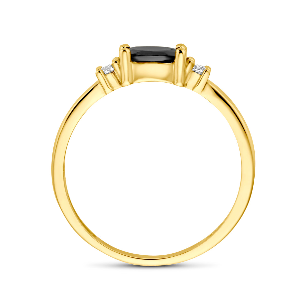 Ring schwarz-weißer Zirkonia 14K Gelbgold