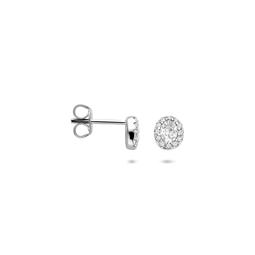 Ohrstecker Zirkonia 6 mm Silber rhodiniert