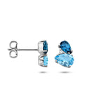 oorknoppen london blue topaas, blauw topaas en diamant 0.015ct (2x0.0075ct) h p1 14K witgoud