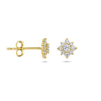 Ohrstecker Zirkonia Rosette 14K Gelbgold