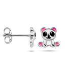 Ohrstecker Emaille Panda Silber rhodiniert