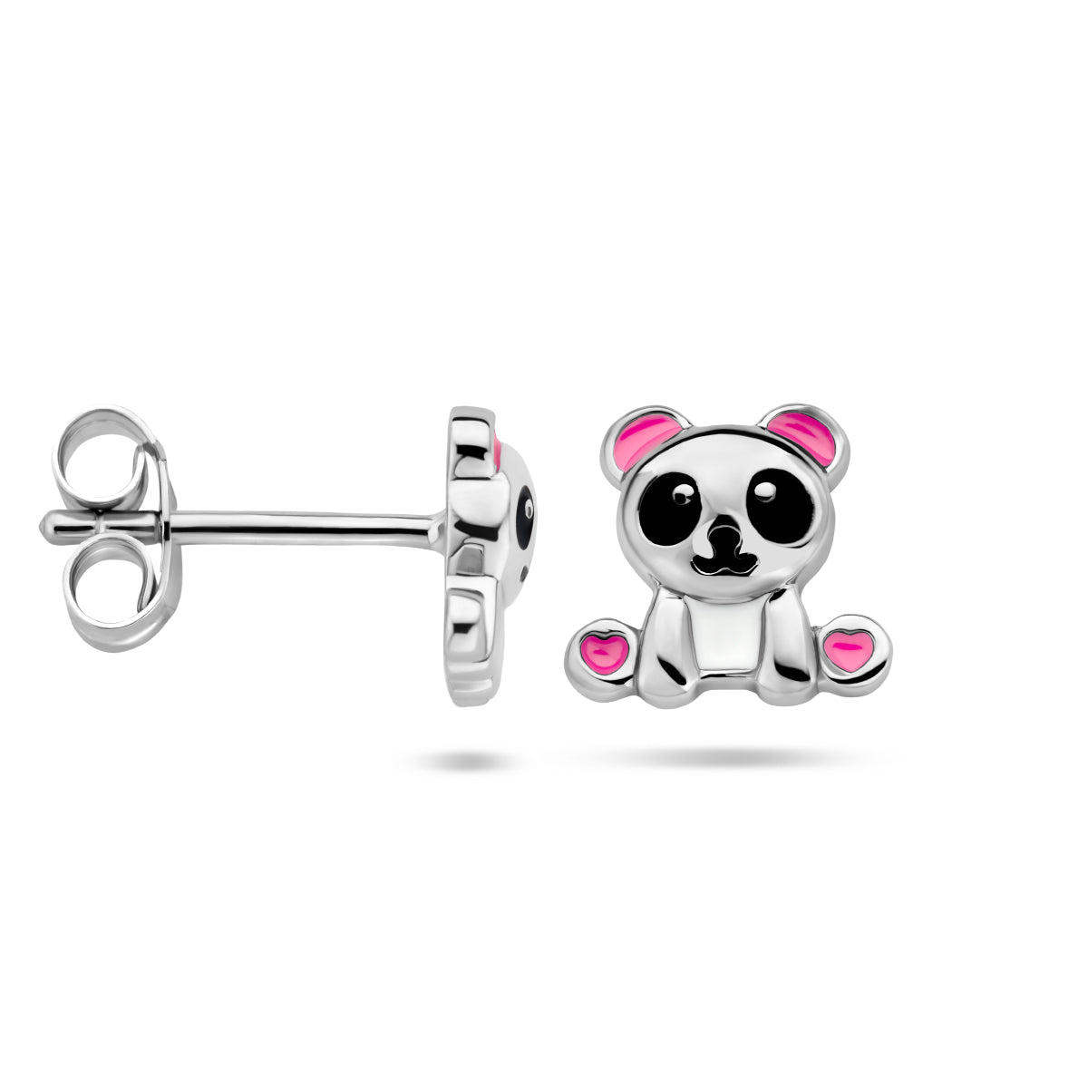 Ohrstecker Emaille Panda Silber rhodiniert