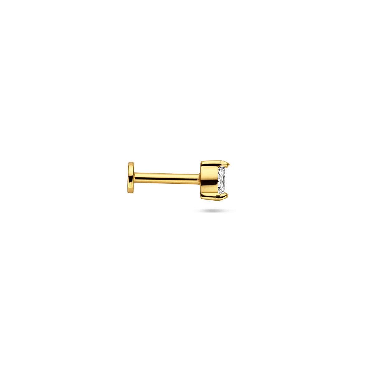 flat back piercing ovaal zirkonia 4 mm 1 micron zilver verguld (geel)