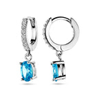 Ohrhänger mit blauem und weißem Zirkonia, Silber rhodiniert