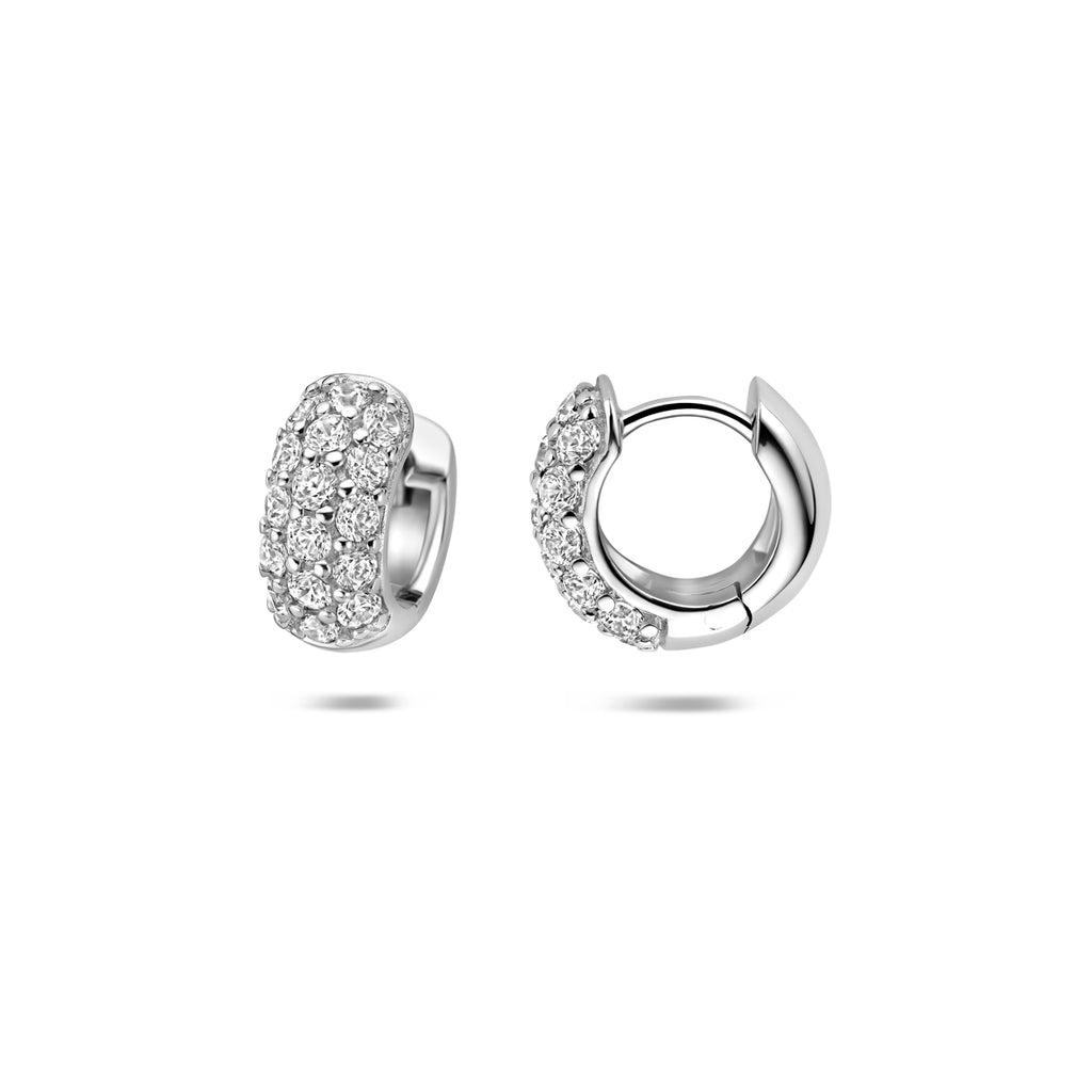 klapoorringen zirkonia 12 mm zilver gerhodineerd