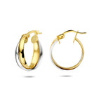 oorringen 18,5 mm 14K bicolor goud geel/wit