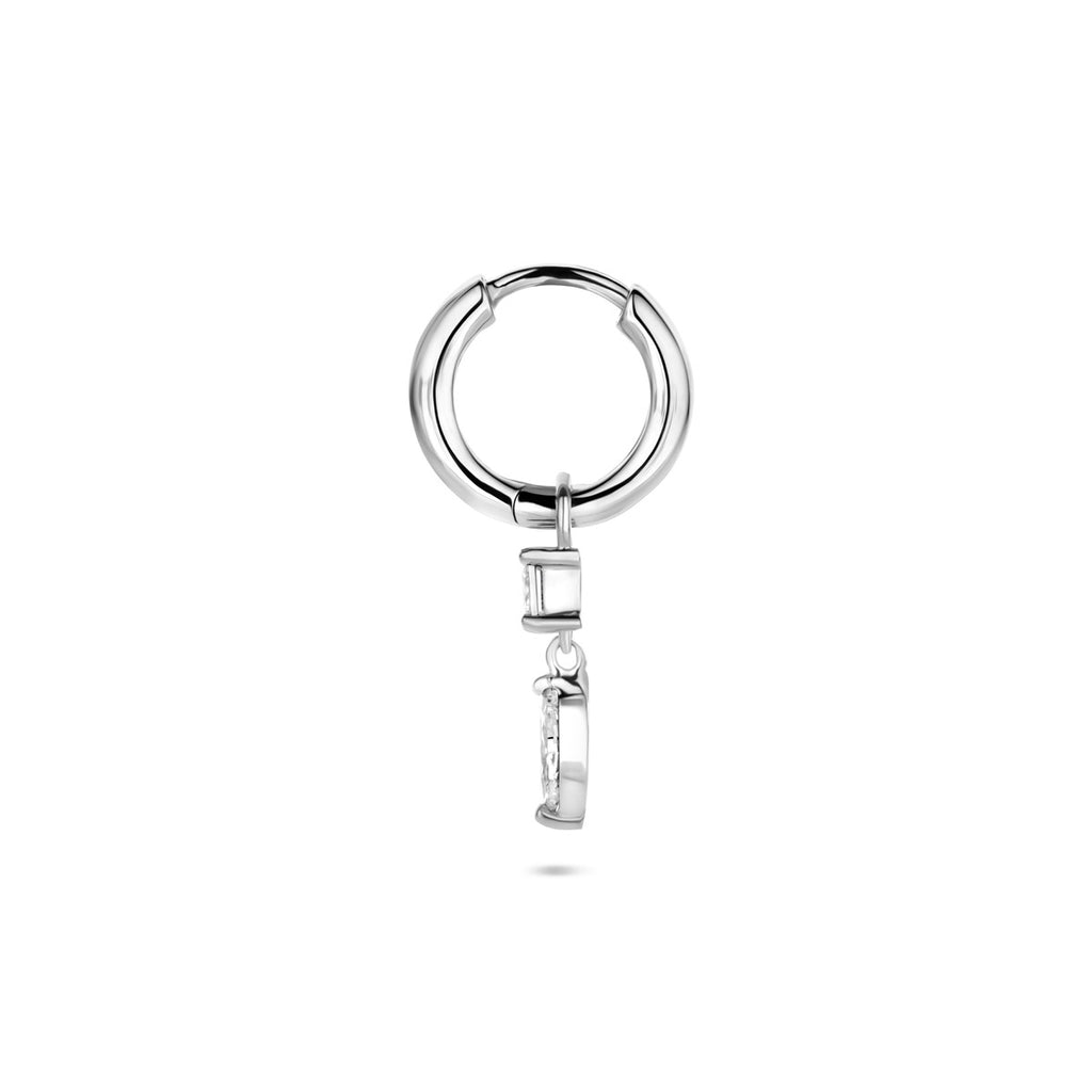 oorring zirkonia per stuk 16 mm zilver gerhodineerd