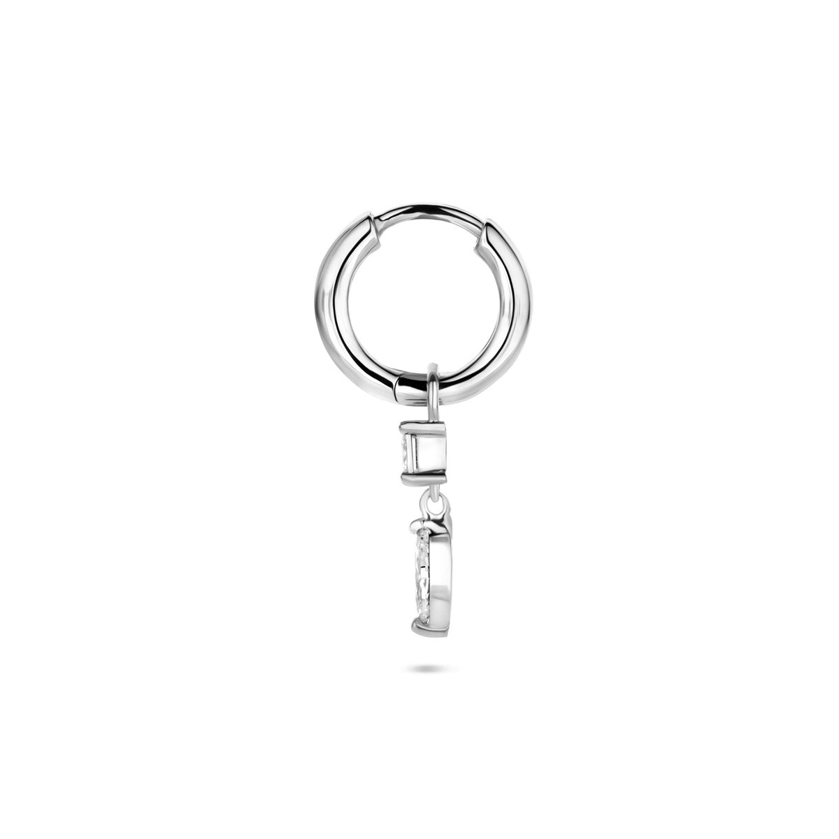 oorring zirkonia per stuk 16 mm zilver gerhodineerd