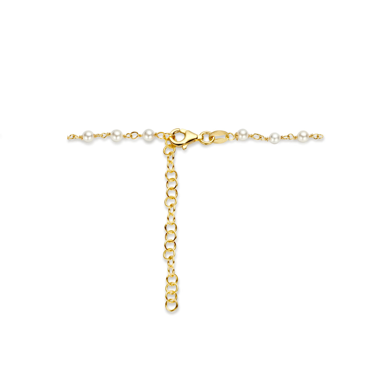 collier synth. parels 40 + 5 cm 1 micron zilver verguld (geel)
