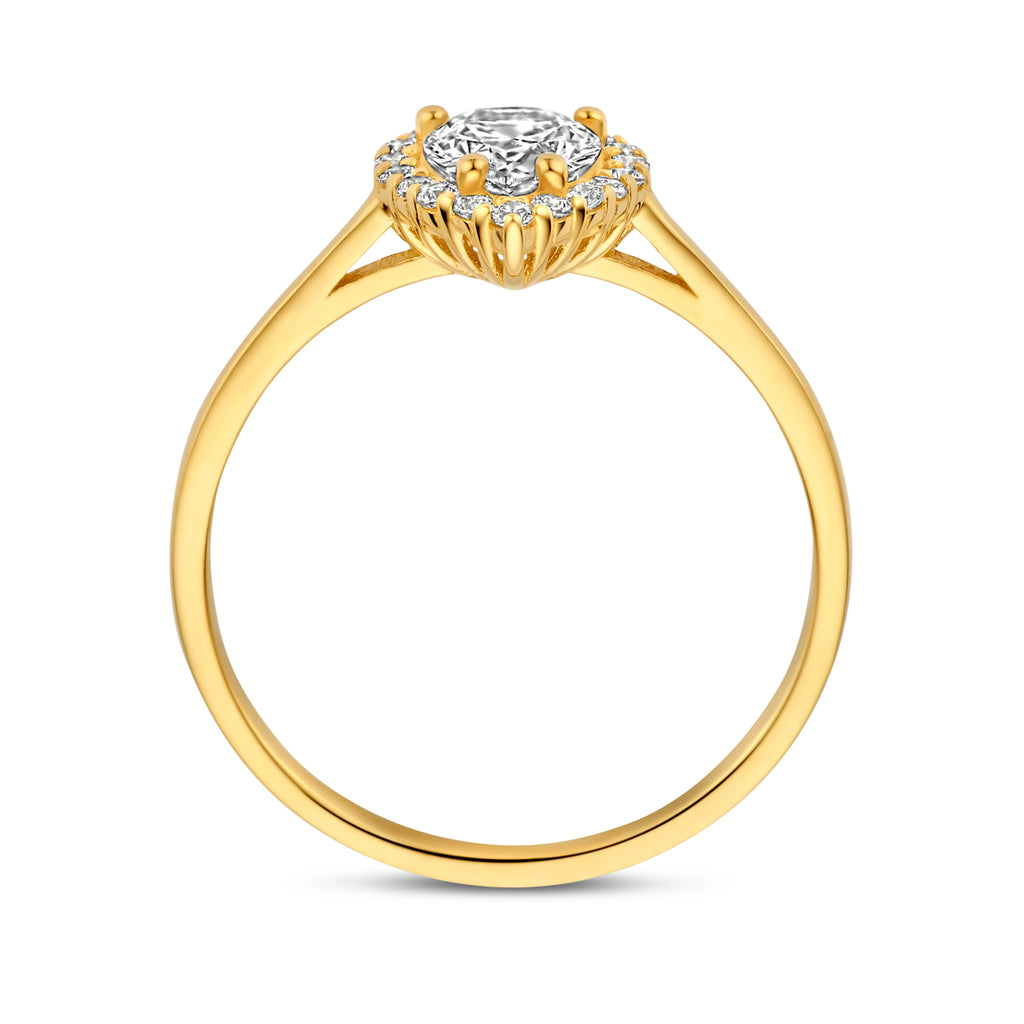 Ring Zirkonia Halo 14K Gelbgold