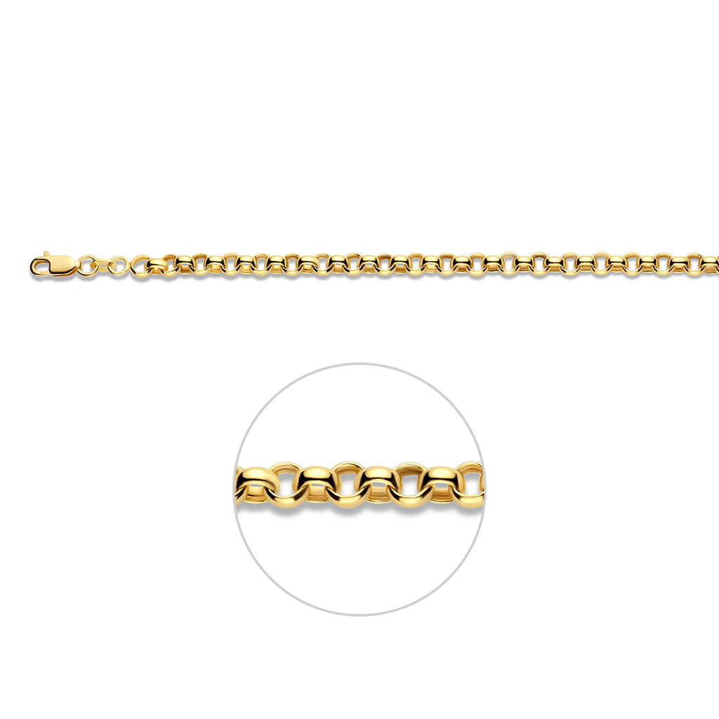 armband jasseron massief 5,0 mm silgold (geel met zilverkern)