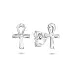 Ohrstecker Ankh Kreuz Diamant Silber Weiß