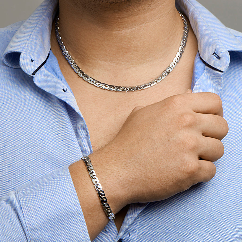 collier gourmette 6,6 mm zilver gerhodineerd
