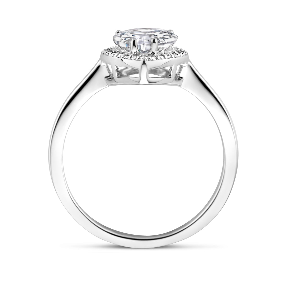 Ring weiß Zirkonia Halo Silber rhodiniert