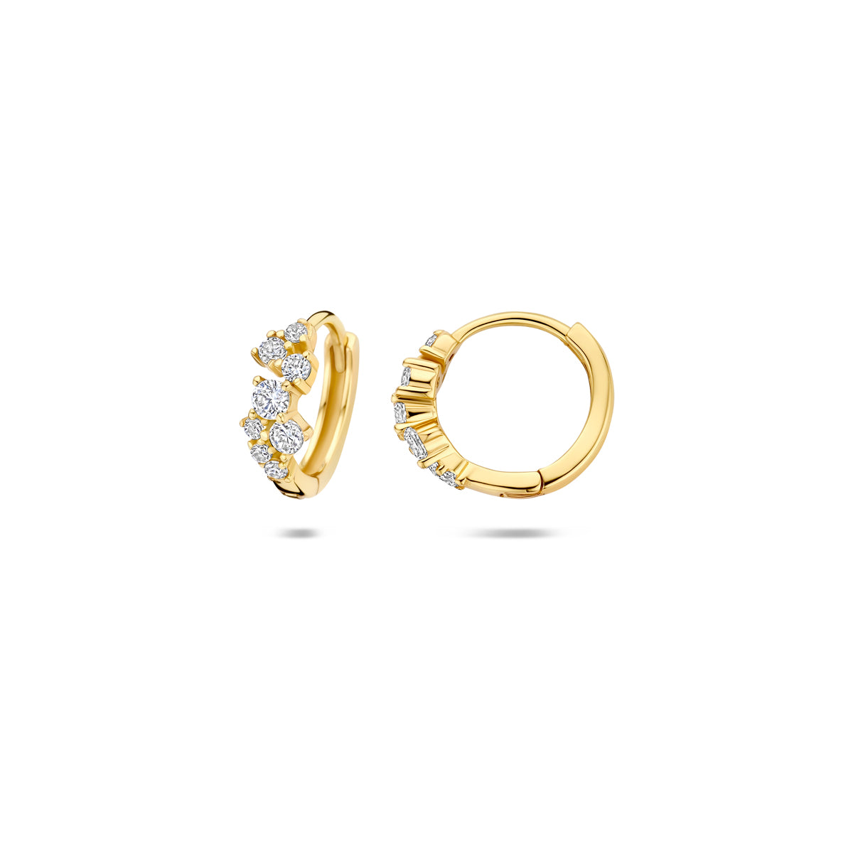 klapoorringen zirkonia 11 mm 1 micron zilver verguld (geel)