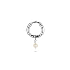 oorring parel per stuk 10 mm zilver gerhodineerd