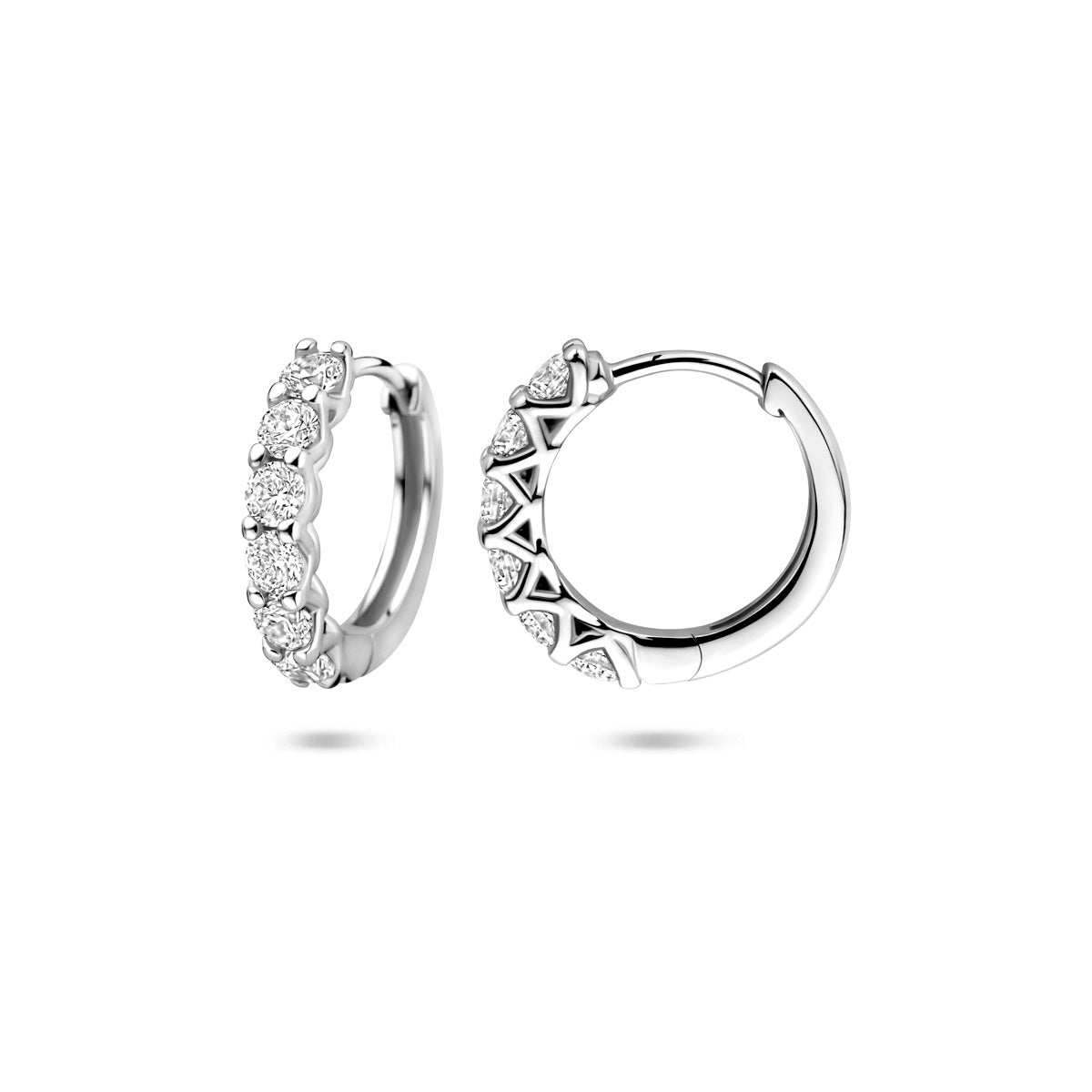 klapoorringen zirkonia 14,5 mm zilver gerhodineerd